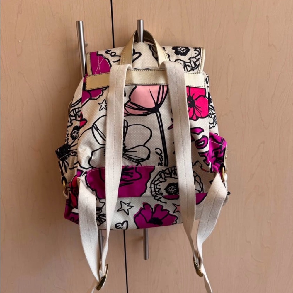 Michael Kors Cream Mini Backpack with Pink Floral Print - Picture 2 of 4
